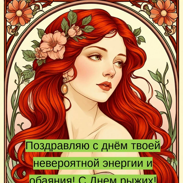 День рыжих: 20 самых красивых открыток для друзей, коллег и близких с огненной шевелюрой, день рыжих, день рыжих сентябрь, день рыжих 2025, открытка день рыжих, день рыжей девушки | Источник: theDay/Шедеврум