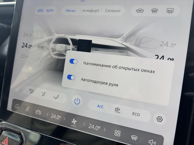 «Китайцы» предусмотрели возможность включить и настроить автоматический подогрев | Источник: Geely Центр на Копейском
