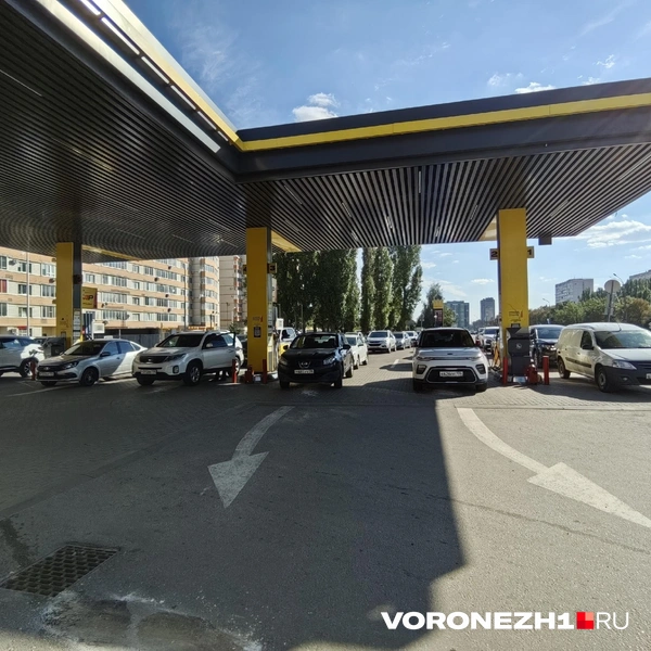 Все колонки на АЗС заняты | Источник: Андрей Пашинский / Voronezh1.ru