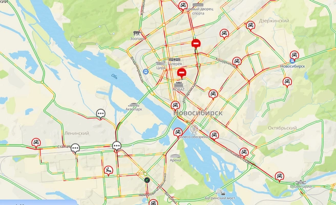 Пробки собрались по всему городу  | Источник: 2ГИС