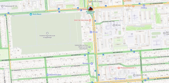 Уже сейчас там фиксируются затруднения движения | Источник: «Яндекс. Карты» / yandex.ru