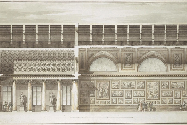 Проект отделки Картинной галереи. Джакомо Кваренги (1744–1817). Начало 1800-х | Источник: https://www.hermitagemuseum.org/