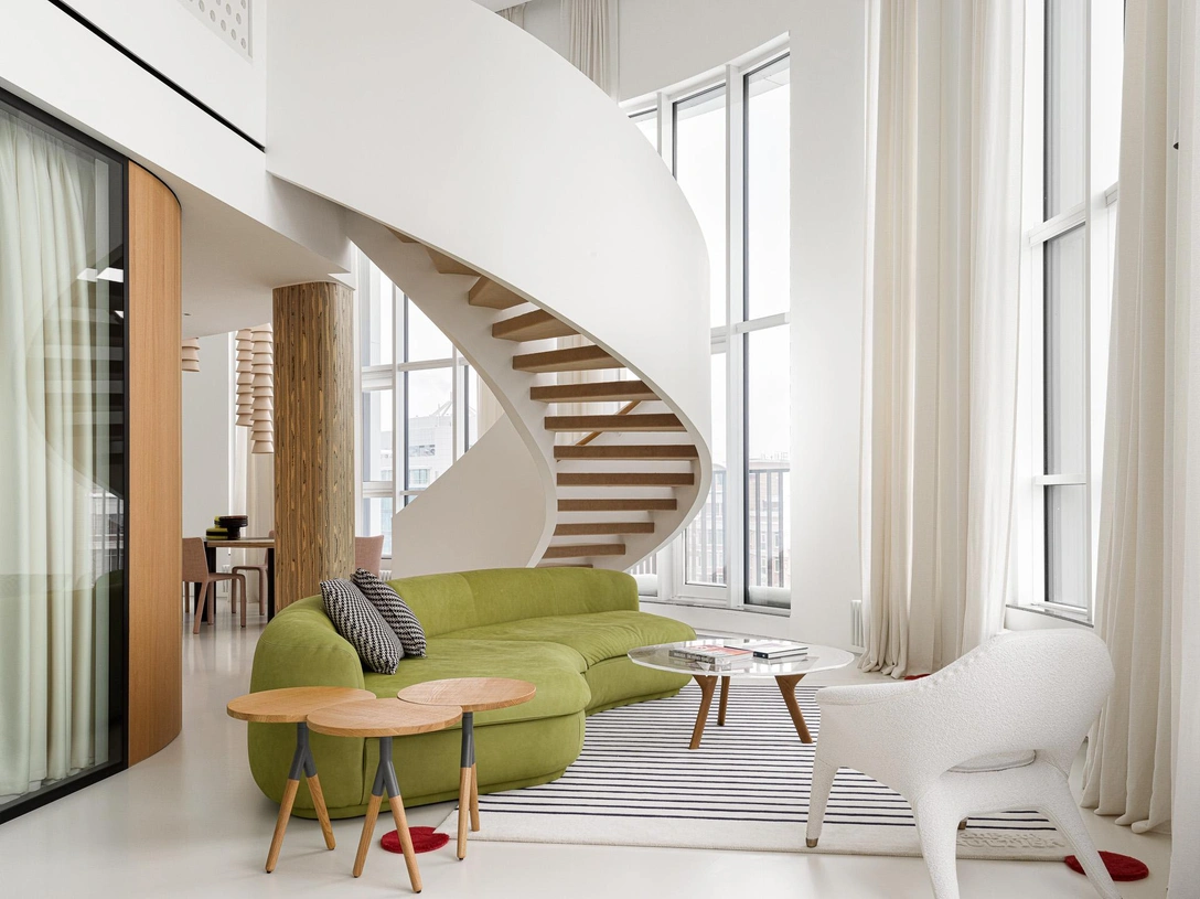 Гостиная. Диван, Baxter. Ковер и столик, Roche Bobois. Подушки, Dantone home. | Источник: Сергей Красюк стиль: Yes we may