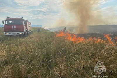 Степной пожар в Аскизском районе потушили с добровольцами