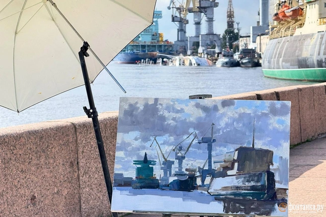 На картине и в реальности. Куда-то пропал корабль | Источник: Валентин Егоршин / FONTANKA.RU