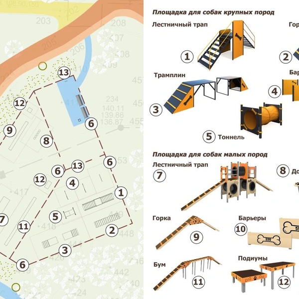 Площадка для выгула и тренировки собак запланирована на свободном пространстве в конце сквера — со стороны магазина «Огонек» | Источник: ООО «Доринжпроект»