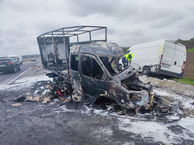 Газель загорелась после ДТП | Источник: Госавтоинспекция Ставропольского края