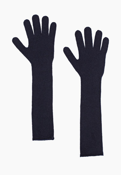 Длинные синие перчатки из шерсти и кашемира