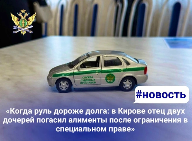 Кировчанин погасил 600 тыс. алиментов после запрета на вождение | Источник: r43.fssp.gov.ru