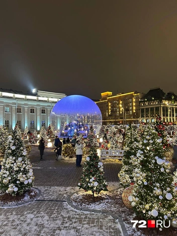 Так украсили территорию возле НИИ Склифосовского. Там появился сад из нарядных елок и праздничная карусель | Источник: 72.RU