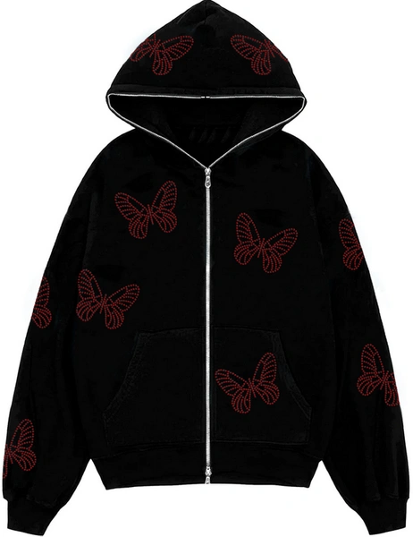 Худи RED SWAROVSKI BUTTERFLIES FULL-ZIP HOODIE