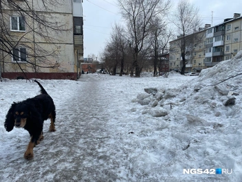 В Кемерове и во дворах дорожки чистят и посыпают песков  | Источник: Лера Городецкая / NGS42.RU