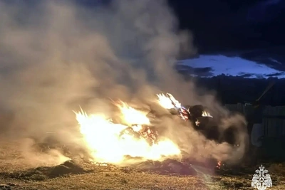 В селе Саглы сгорело шесть тонн сена