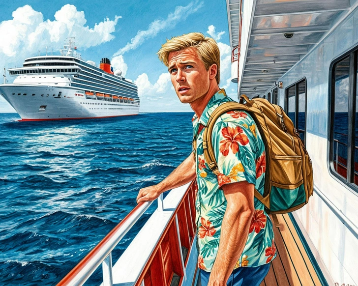 В рюкзаке было $14600 и документы на разные имена. Пассажир круизного лайнера спрыгнул в море в Пуэрто-Рико | Источник: AI