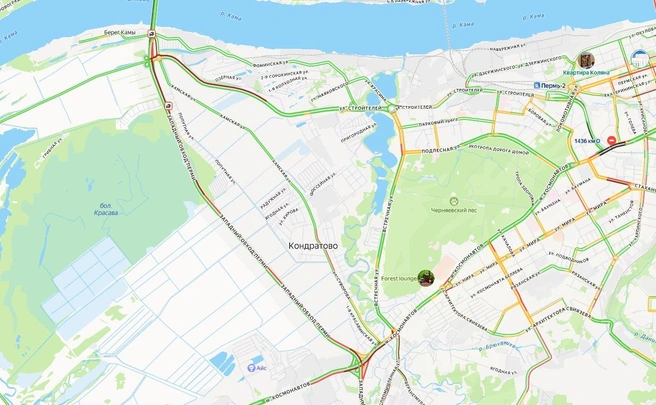 Пробка перед Красавинским мостом — 11 километров | Источник: Yandex.ru