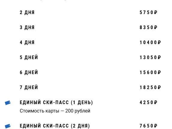 Стоимость абонементов осталась неизменной по сравнению с прошлым сезоном. | Источник: kaskad-gesh.ru