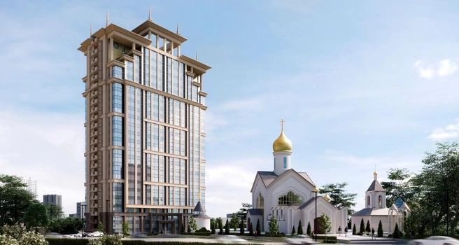 Высотка на Пархоменко будет нависать над храмом | Источник: проектная документация