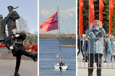 Парад, цветы и каша: День Победы в Архангельске в фотографиях