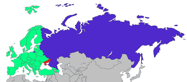 Новая карта России и карта Европы: сравниваем