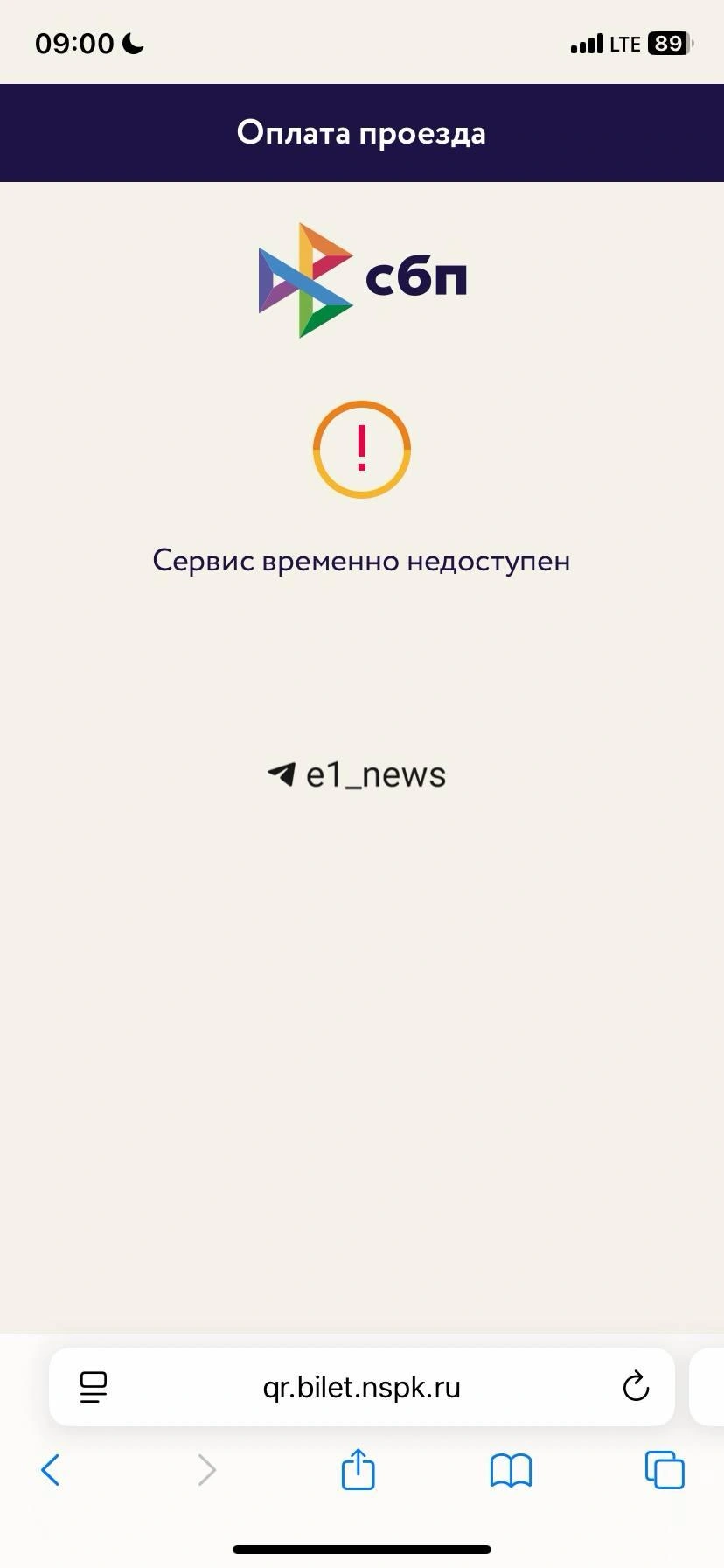 С оплатой по СБП ничего не получилось | Источник: Валерия Чёрная / Е1.RU