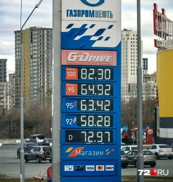 Стоимость топлива на «Газпромнефти» 20 октября | Источник: Павел Красоткин / 72.RU 