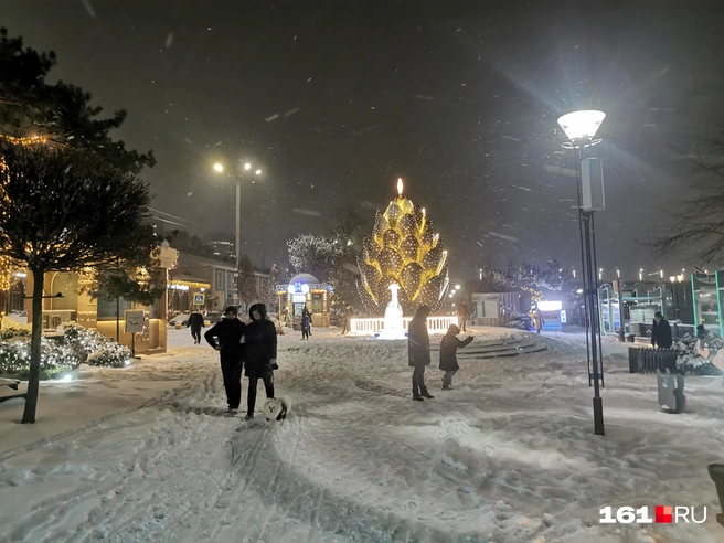Горожане вышли на прогулку по снежному городу | Источник: Евгений Вдовин / 161.RU