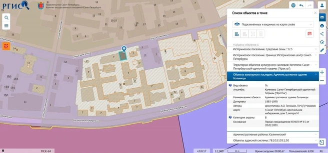 Градозащитники добиваются включения двух зданий «Крестов» в перечень памятников | Источник: РГИС