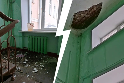 Потолок в ярославском доме обвалился из-за протечек