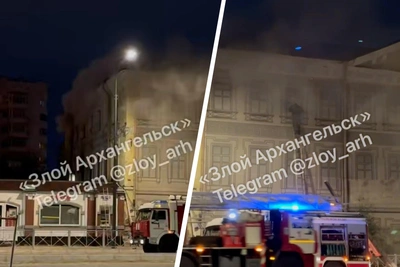 Видео пожара в центре Архангельска появилось в сети