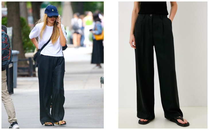 Модная девчонка: 5 широких черных брюк на лето, как у Дженнифер Лоуренс