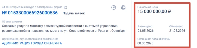 Заявки принимаются до 8 июня | Источник: «Госзакупки»