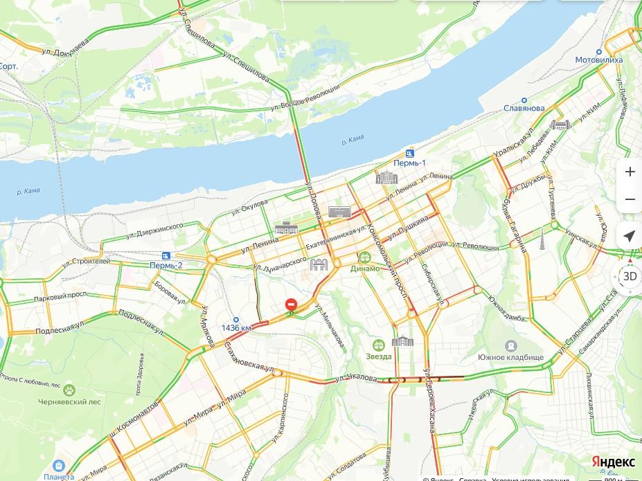 Пермь парализовали пробки, автобусы отстают от расписания