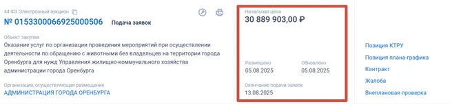 Восьмой тендер | Источник: «Госзакупки»