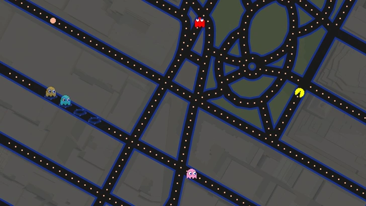 Pac-man в Google Maps | Источник: Screenshot