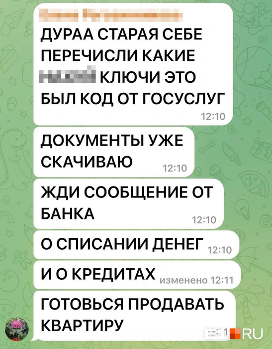 Мошенница угрожала екатеринбурженке | Источник: читатель E1.RU