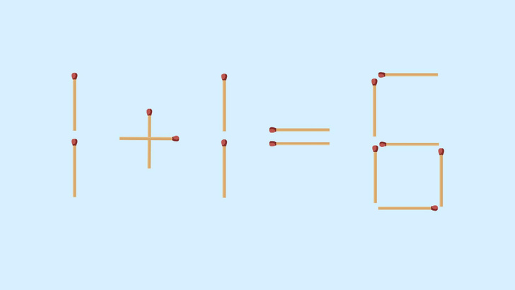 1=1 никак 6 не получается: исправьте досадную ошибку, переместив 1 спичку