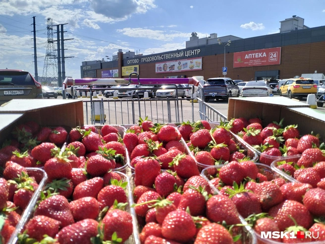 На улицах Москвы начали продавать первую клубнику | Источник: Михаил Контуев / MSK1.RU