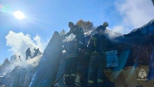 Пожар, вероятно, начался из-за перекала печи | Источник: пресс-служба МЧС Алтайского края