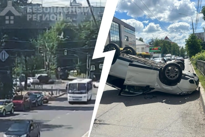 Видео момента ДТП на Октябрьской площади в Ярославле