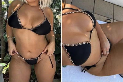 Угадайте певицу в черном бикини!