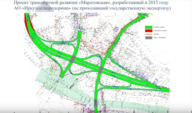 Вариант Маратовской развязки, созданный «ИркутскгипродорНИИ» в 2015 году | Источник: скриншот презентации