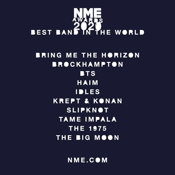 NME AWARDS 2020: BTS могут стать лучшей группой в мире