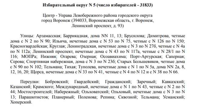 Источник: Избирательная комиссия Воронежской области / voronezh.izbirkom.ru