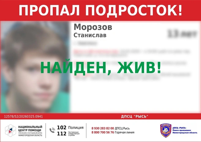 Мальчик пропал 24 марта | Источник: dpsc.nn52 / vk.com
