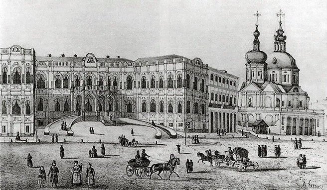 Усадьба на гравюре середины XIX века | Источник: Архив Исторического музея