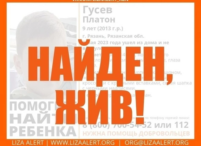 Пропавший в Рязани девятилетний мальчик найден живым | ya62.ru