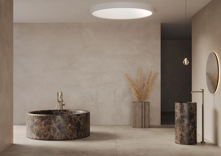 Раковина и ванная из мрамора Dark Emperador, DEA Design | Источник: AM Group