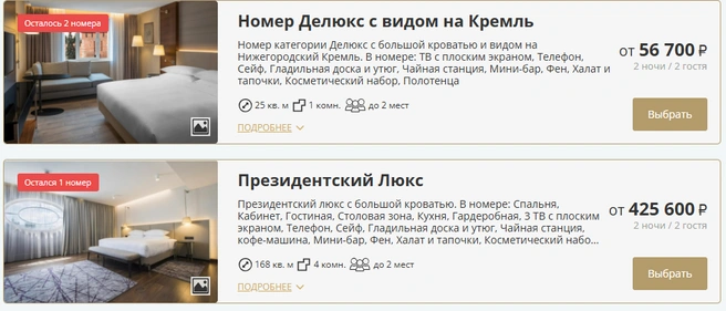 Номер почти за полмиллиона пока не забронировали. | Источник: отель Sheraton
