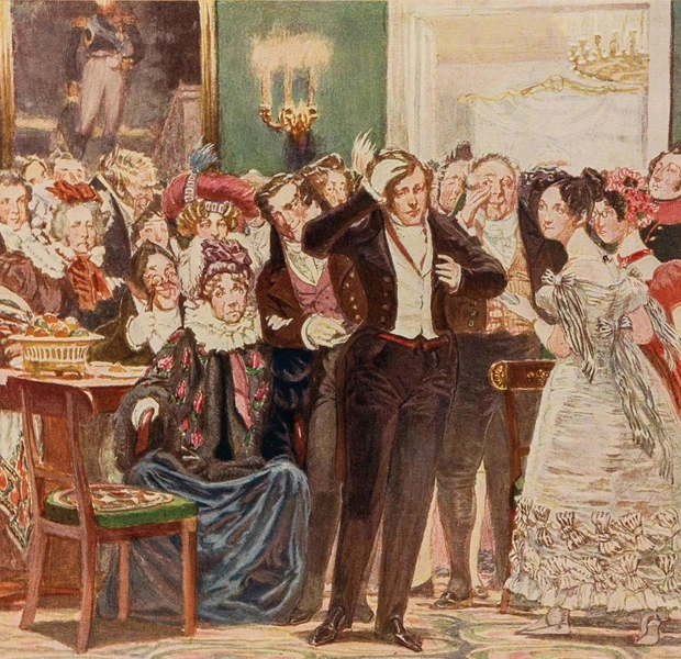 Комедия «Горе от ума», иллюстрация Д. Н. Кардовского, 1912 | Источник: Дмитрий Николаевич Кардовский, Public domain, через Викисклад