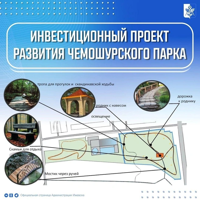 Проект благоустройства территории в Чемошурском парке от инвестора | Источник: пресс-служба администрации Ижевска